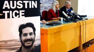 Marc and Debra Tice, the parents of Austin Tice, who is missing in Syria for nearly six years, speak during a press conference