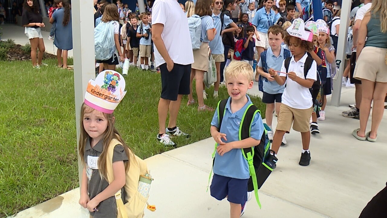 Students at Adum Magnet School on the first day of school